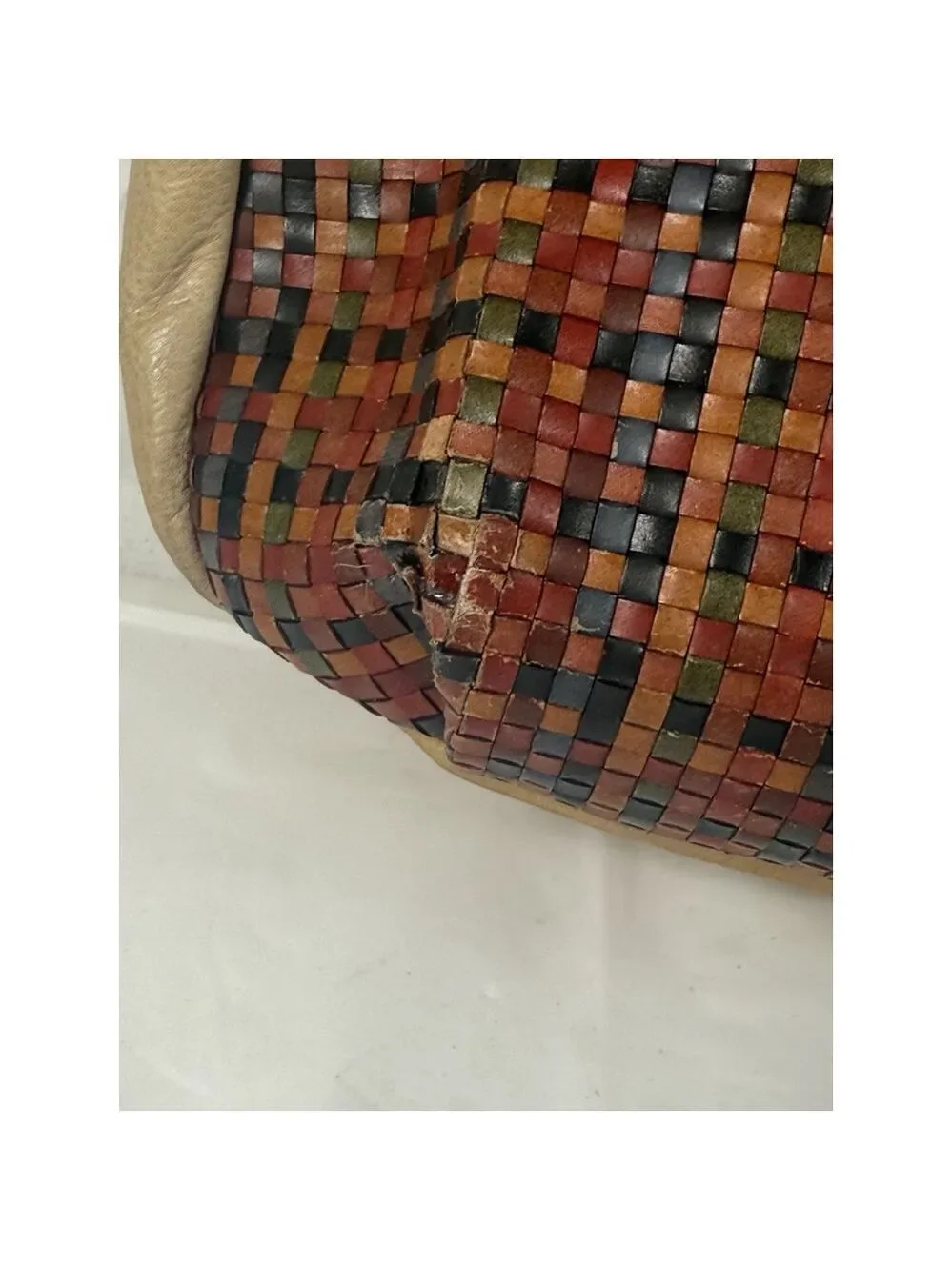 Vintage Avorio Leather Woven Hobo Bag Purse with matching wallet
